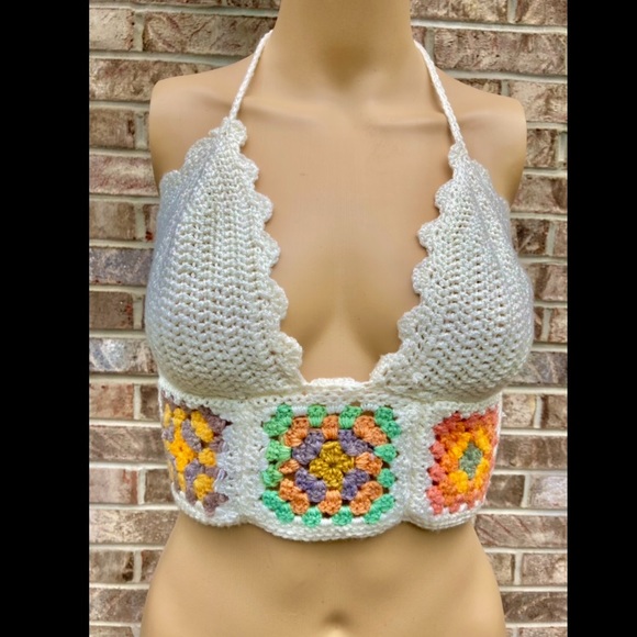 Crochet Boho Granny Square Bralette Top - Picture 2 of 5